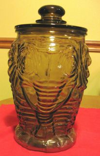   Libbey LARGE ELEPHANT FACE COOKIE Jar Tawny Depression Glass LQQK