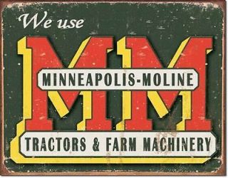 Minneapolis Moline Logo Tractors Farm Machinery Barn Metal Tin Sign 