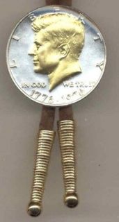 Gold/Silver Coin Bolo Tie, Bicentennial Kennedy ½ Dollar