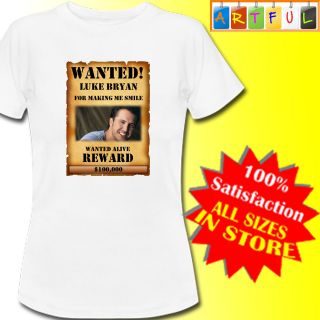   WANTED POSTER T shirt LADY FIT New White custom print county music