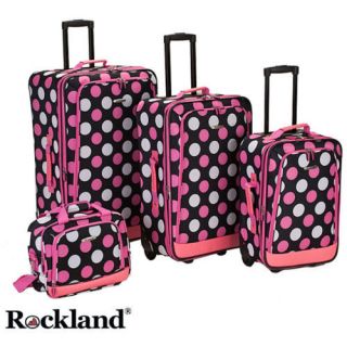 pink polka dot luggage sets