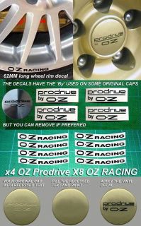   decal stickers for OZ Racing Wheel rim 62mm Lotus x8 + x4 Prodrive cap