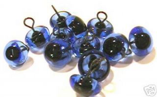 12 Pair 7mm BLUE GLASS EYES with wire LooPs