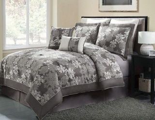 piece Luxury Comforter Bedding Set  CARLY. Silver, Full/Queen/Kin 