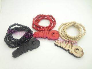 New swag Hip Hop Pendants Wood Rosary Bead Necklaces 36 1pcs