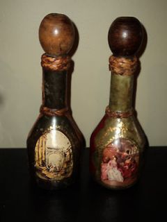 Leather Bottle* Made in Italy   Vintage Decanter Liquor LOT OF 2