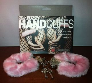 KINK INDUSTRIES PINK FURRY LINED METAL WRIST HANDCUFFS QUICK RELEASE 2 