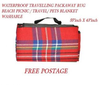   TRAVELLING PACKAWAY RUG BEACH PICNIC / TRAVEL/ PETS BLANKET WASHABLE