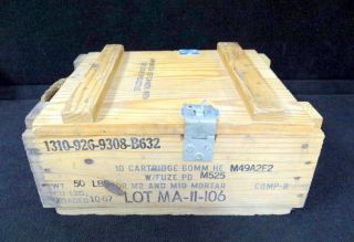   Surplus Wood Ammo Box 17 1/2 x 14 x 8 w/ Handles & Locking Clasp