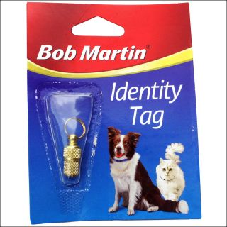BOB MARTIN IDENTITY TAG PET DOG CAT ID BARREL GOLD LIGHTWEIGHT SAFE 