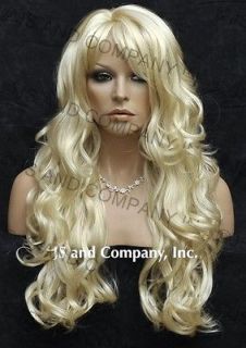   Luscious Layered Long Wavy Curly Stunning Blonde wig w. Bangs #613