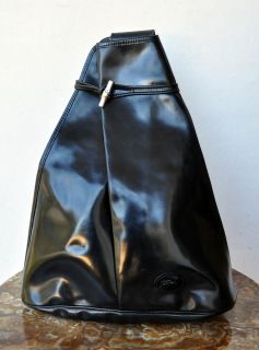 Longchamp Paris Large Black Leather Backpack Single Strap Cross Body 