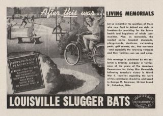 ODD Vintage 1945 LOUISVILLE SLUGGER BASEBALL BATS Print Ad