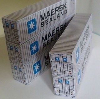 40ft HO Gauge Maersk Sealand Shipping Containers Card Pack X 5 