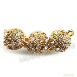 4sets 160538 Golden Rhinestone Ball Strong Magnetic Clasp 15mm Jewelry 