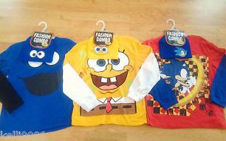   Beanie & T shirt Set NWT 10/12 14/16 Spongebob Cookie Monster Mario