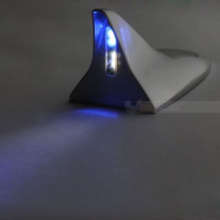   LED Flash Car Shark Fin Antenna Warning Tail Light Blue White Silver