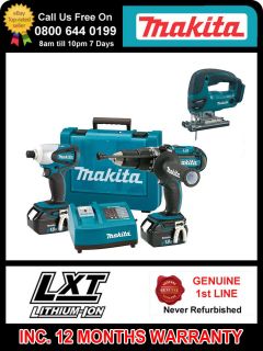 MAKITA 18V LXT202 BHP451 BTD140 DRILL KIT LXT WITH BJV180 JIGSAW