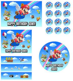 Super Mario Bros Personalized Custom Edible Cake Images Toppers 