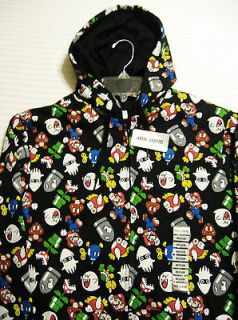 SUPER MARIO GROUP Black Hoodie   Jacket Offical Nintendo Seal by HOT 