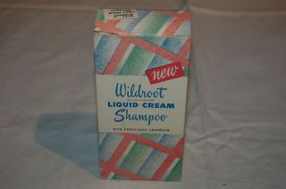 CIRCA 1950s NEW WILDROOT LIQUID CREAM SHAMPOO  IN ORIGINAL BOX   NEW 