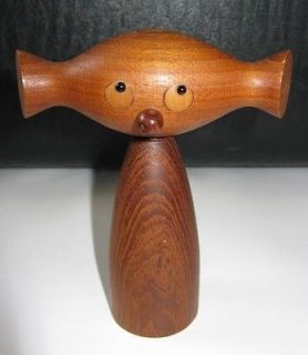 FIGURAL hidden corkscrew wood BEAR KOALA cute ALIEN for cabinet, table 
