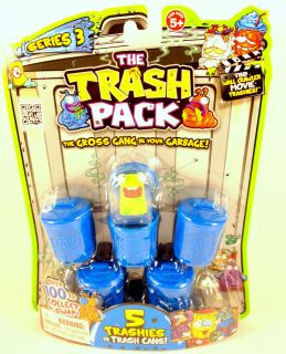 NIB Trash Pack Series 3 5 Trashies In Cans   WASTE WORM + 4 Others