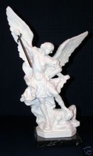 12 St. Michael Alabaster Figure on Marble Base