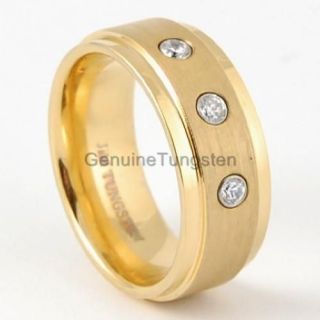 9mm Tungsten Diamonds Mens Ring 14K Gold Wedding Band Bridal Jewelry 