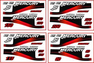 Mercury Outboard 200HP (& 90, 115 and 150) Decal Kit,Red Saltwa​ter 