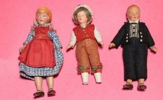 Lot of 3 Antique Vintage Miniature Jointed Dolls 4 German(?)