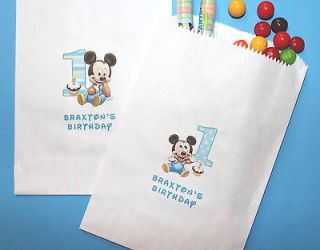 Baby Mickey & Minnie Mouse First Birthday Personalized Candy bags 