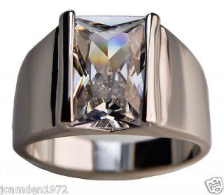 MENS BOLD Simulated White Sapphire RING Platinum overlay size 12
