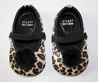   Weitzman ~ Girls Minx Leopard Pom Pom Mary Jane Shoes ~ Size 4 NWOB