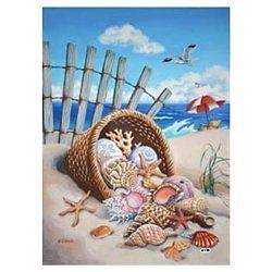 Seaside Shells Nautical Summer Decorative Garden Flag by Custom Decor