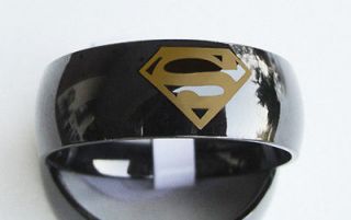   Steel Chrome Classic Comic Superhero Black Superman Ring US SALE