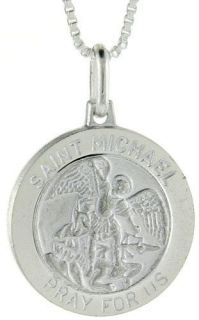 Sterling Silver St. Michael Charm Saint Pendant 925 Round Catholic 