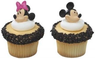 MICKEY + Minnie MOUSE Faces HEADS 24 Party CUPCAKE Cake Pop RINGS 