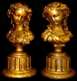 FRENCH ANTIQUE PAIR OF VICTORIAN CLASSIC BUST SCULPTURE