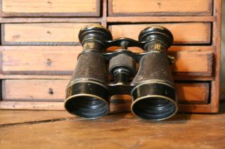 Antique Old French Small Pair of Galilean Binoculars   Military c1870