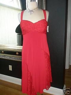Simon Chang Red Sexy Lace Detail Dress 8 $320 BNWT