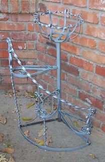 Vintage 4 Tiered Wrought Iron Spiral Plant Stand Scroll Work & Twisted 