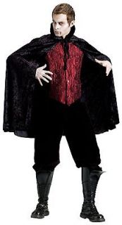 Black Velvet Cape Collar Evil Vampire Costume Count Mens Adult Reaper 