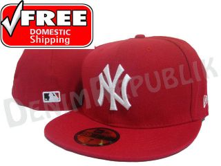   59FIFTY NY NEW YORK YANKEES   Red White Cap MLB Baseball Fitted Hat