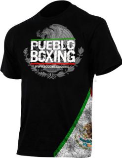 PUEBLO BOXING Mexico Flag BLACK t shirt Cleto Reyes Grant Everlast 