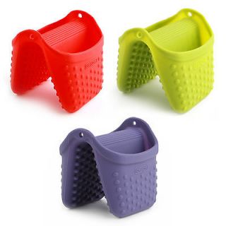   Silicone 3 Mini Pinch Oven Mitt / Pot Holder   Red Green or Purple