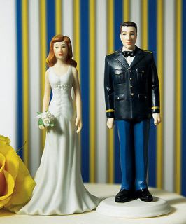   In U.S. Army Dress And Bride In Gown Figurine Wedding Cake Topper