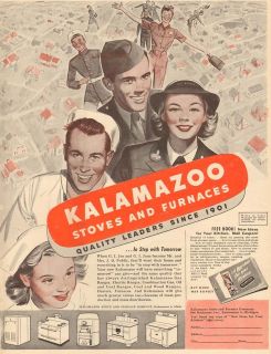  KALAMAZOO Stove WWII US Navy WAVE Nurse SAILOR Marine MILITARY Ad
