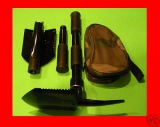 Military Type FOLDING SHOVELS Camp Tool Survival Pick + Case Camping 