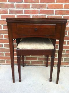 Antique Vintage 1948 Singer Sewing Machine Wooden Cabinet and Bench 